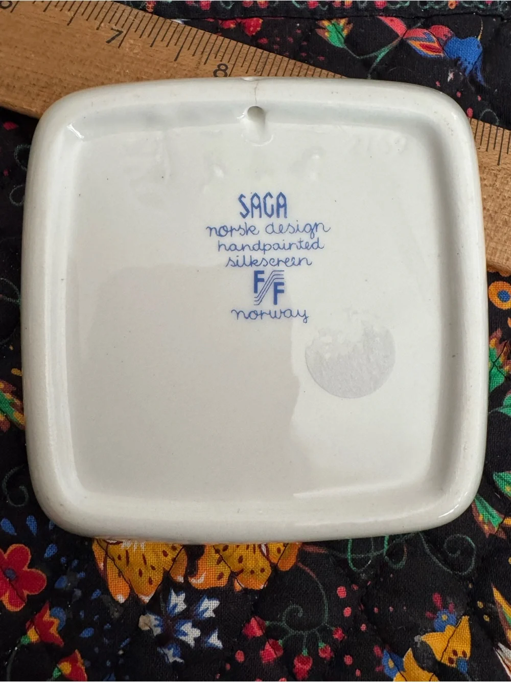 Vintage SAGA Figgio Flint Norway Norsk Design 4” x 4” Trinket Dish Wall Hanging